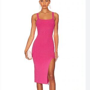 Lovers + Friends 
Lydia Midi Dress Hot Pink Vibrant stretch Revolve XS